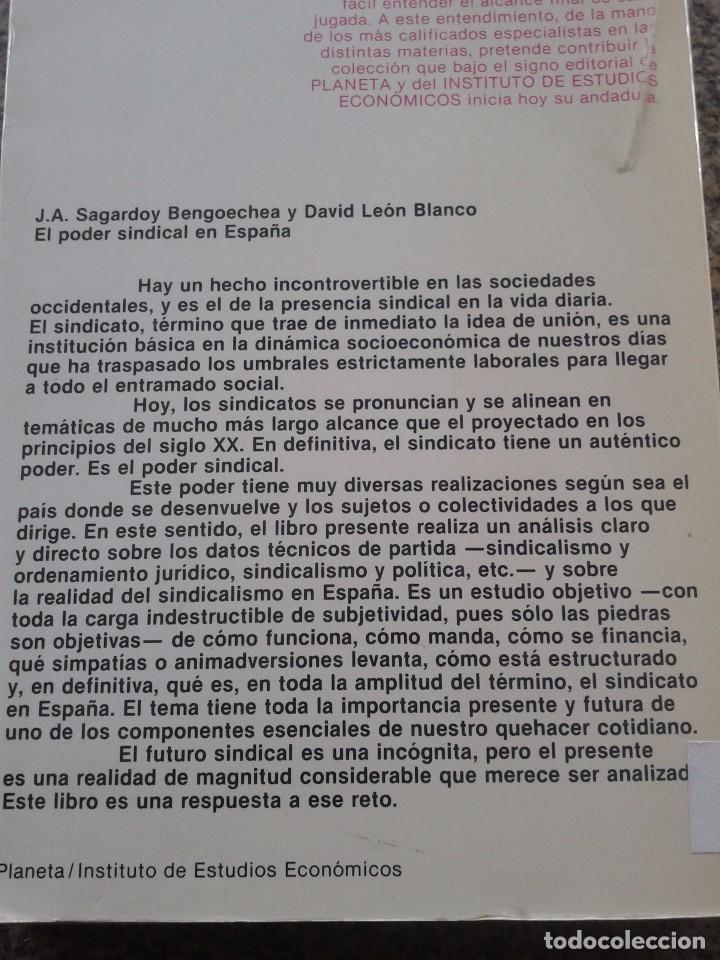 Libros de segunda mano: EL PODER SINDICAL EN ESPA&Ntilde;A -- J. A. SAGARDOY & DAVIS LEON BLANCO -- PLANETA - 1982 -- - Foto 4