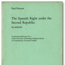 Libros de segunda mano: PAUL PRESTON - THE SPANISH RIGHT UNDER THE SECOND REPUBLIC: AN ANALYSIS - READING UNIVERSITY, 1971.. Lote 87372516