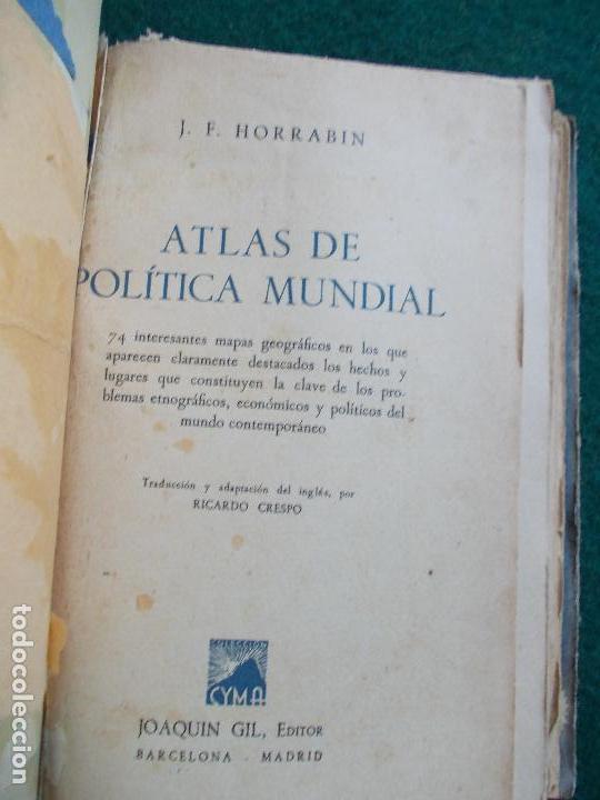 Libros de segunda mano: Atlas de politica mundial con mapas Horrabin