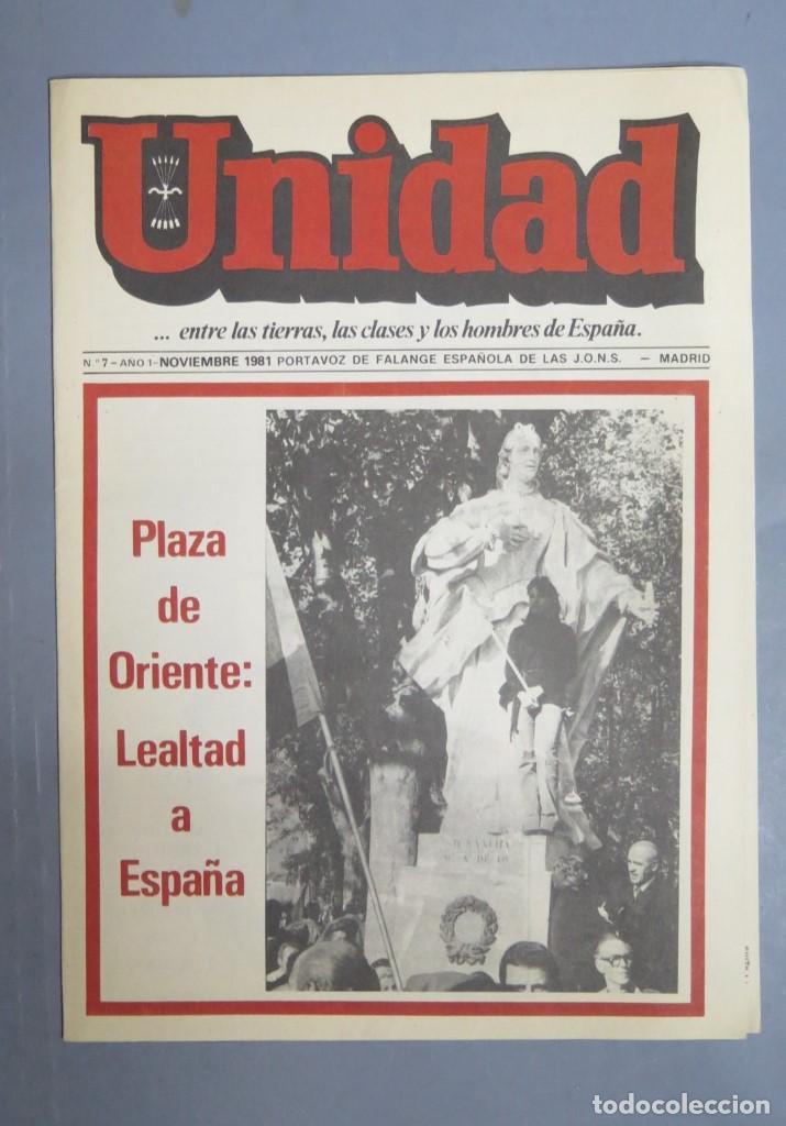 Second hand books: PUBLICACION UNIDAD. N&ordm; 7. ABRIL 1981. FALANGE ESPA&Ntilde;OLA DE LAS JONS. MADRID. PLAZA ORIENTE