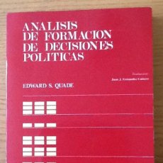 Libros de segunda mano: ANÁLISIS DE FORMACIÓN DE DECISIONES POLÍTICAS. EDWARD S. QUADE . Lote 147970022