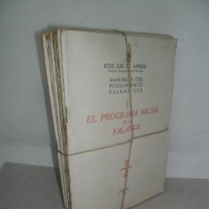 Libros de segunda mano: EL PROGRAMA SOCIAL DE LA FALANGE, JOSÉ LUIS ARRESE, MADRID, 1941, 6 TOMOS