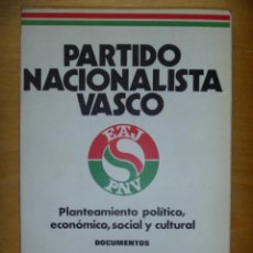 Libros de segunda mano: PARTIDO NACIONALISTA VASCO (EAJ-PNV). PLANTEAMIENTO POLÍTICO, ECONÓMICO, SOCIAL Y CULTURAL. 1977.