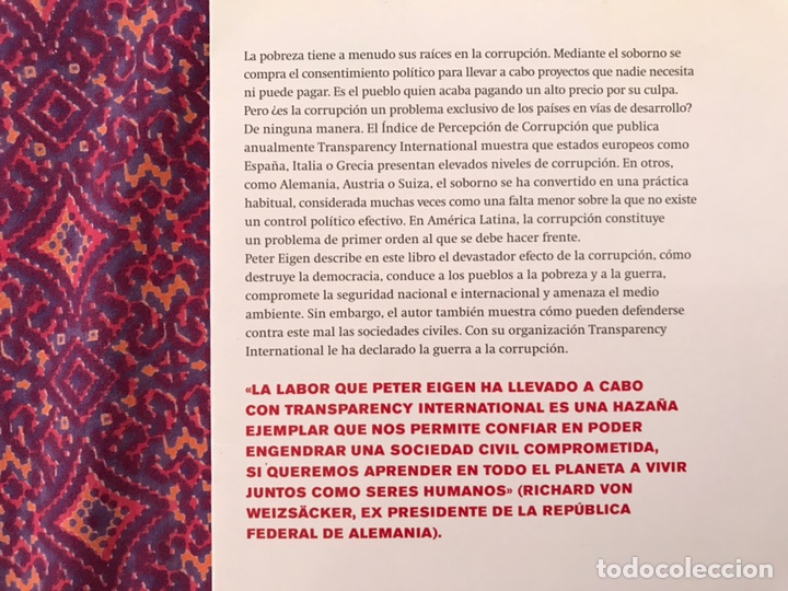 Libros de segunda mano: Las redes de la corrupci&oacute;n. Peter Eigen. Como nuevo - Foto 2