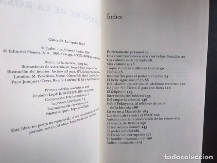 Libros de segunda mano: La Sangre de la Rosa. El poder y la &eacute;poca (1982-1996). C&aacute;ndido - Foto 4