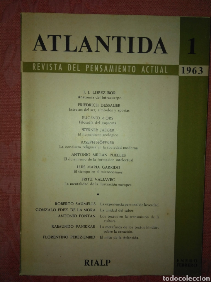 Second hand books: Atl&aacute;ntida.&nbsp;Revista del pensamiento actual.&nbsp;&nbsp;54 &nbsp;n&uacute;meros (completa). &nbsp; RIALP.&nbsp;Madrid.&nbsp;1963-72.
