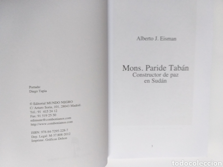 Libros de segunda mano: Paride taban. Constructor de paz en Sudan Alberto J eisman - Foto 5