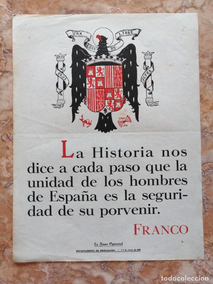 Libros de segunda mano: Cartel frase quincenal 1949.