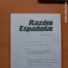Libros de segunda mano: RAZÓN ESPAÑOLA. JULIO-AGOSTO 2010. Nº 162. FUNDACIÓN BALMES. GONZALO FERNÁNDEZ DE LA MORA