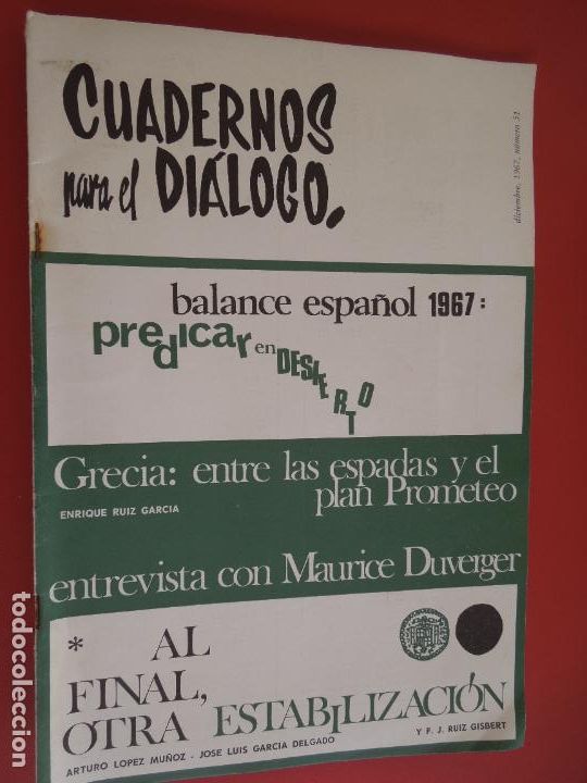 Gebrauchte B&uuml;cher: CUADERNOS PARA EL DIALOGO REVISTA N&ordm; 51- 12-1967- BALANCE ESPA&Ntilde;OL - VER SUMARIO