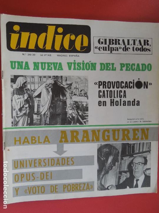 Libros de segunda mano: INDICE REVISTA N&ordm; 219-220- N&ordm; DOBLE - 1967 - HABLA ARANGUREN