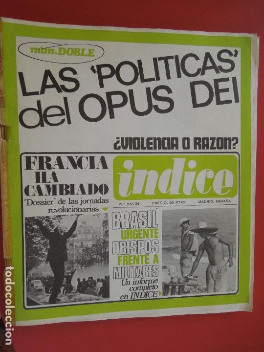 Libros de segunda mano: INDICE REVISTA N&ordm; 233-34- LAS POLITICAS DEL OPUS DEI - 07-08-1968 - N&ordm; DOBLE