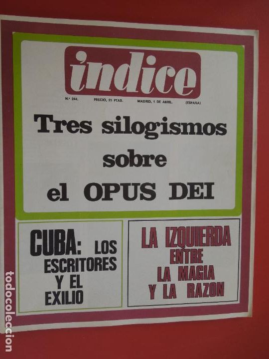Gebrauchte B&uuml;cher: INDICE REVISTA N&ordm; 244- 04-1969- TRES SILOGISMOS SOBRE EL OPUS DEI -