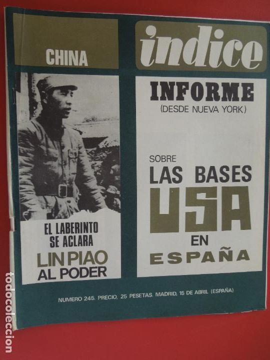 Gebrauchte B&uuml;cher: INDICE REVISTA N&ordm; 245 INFORME SOBRE LAS BASES DE USA EN ESPA&Ntilde;A - 04-1969