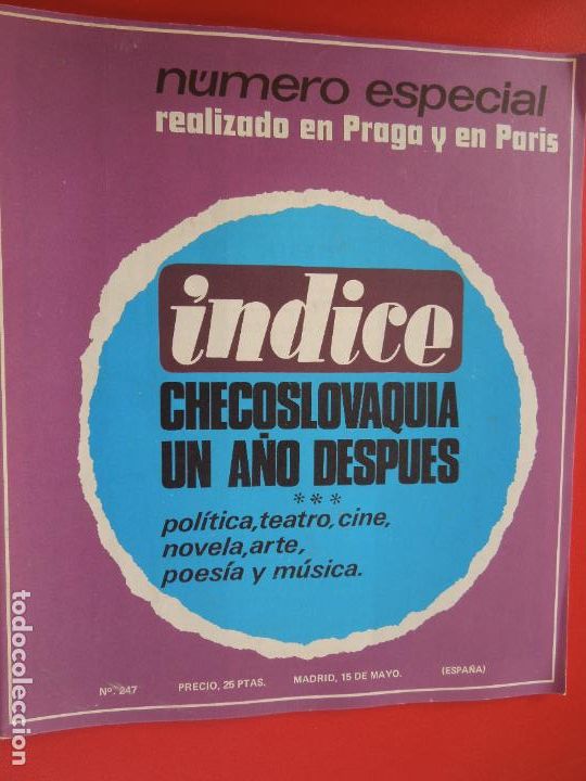 Gebrauchte B&uuml;cher: INDICE REVISTA N&ordm; 247- CHECOSLAVAQUIA UN A&Ntilde;O DESPUES - 05-1969