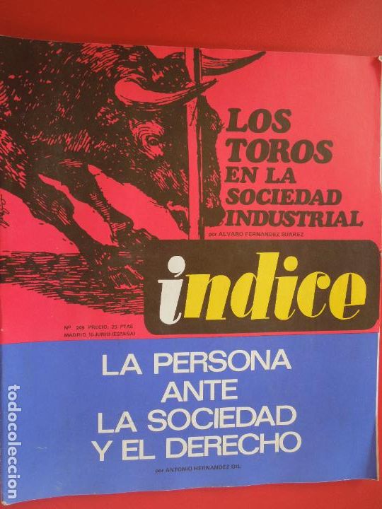 Gebrauchte B&uuml;cher: INDICE REVISTA N&ordm; 249 - LOS TOROS EN LA SOCIEDAD INDUSTRIAL - 06-1969