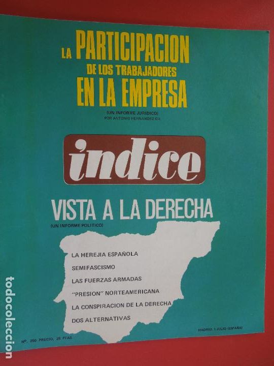 Gebrauchte B&uuml;cher: INDICE REVISTA N&ordm; 250 - LA PARTICIPACION DE LOS TRABAJADORES EN LA EMPRESA - 07-1969