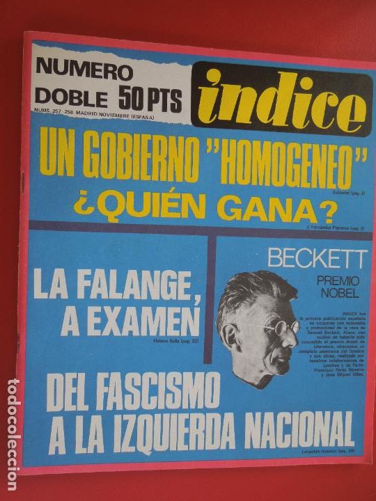 Libros de segunda mano: INDICE REVISTA N&ordm; 257- 258 - LA FALANGE A EXAMEN - DEL FASCISMO A LA IZQUIERDA -11-1969- N&ordm; DOBLE