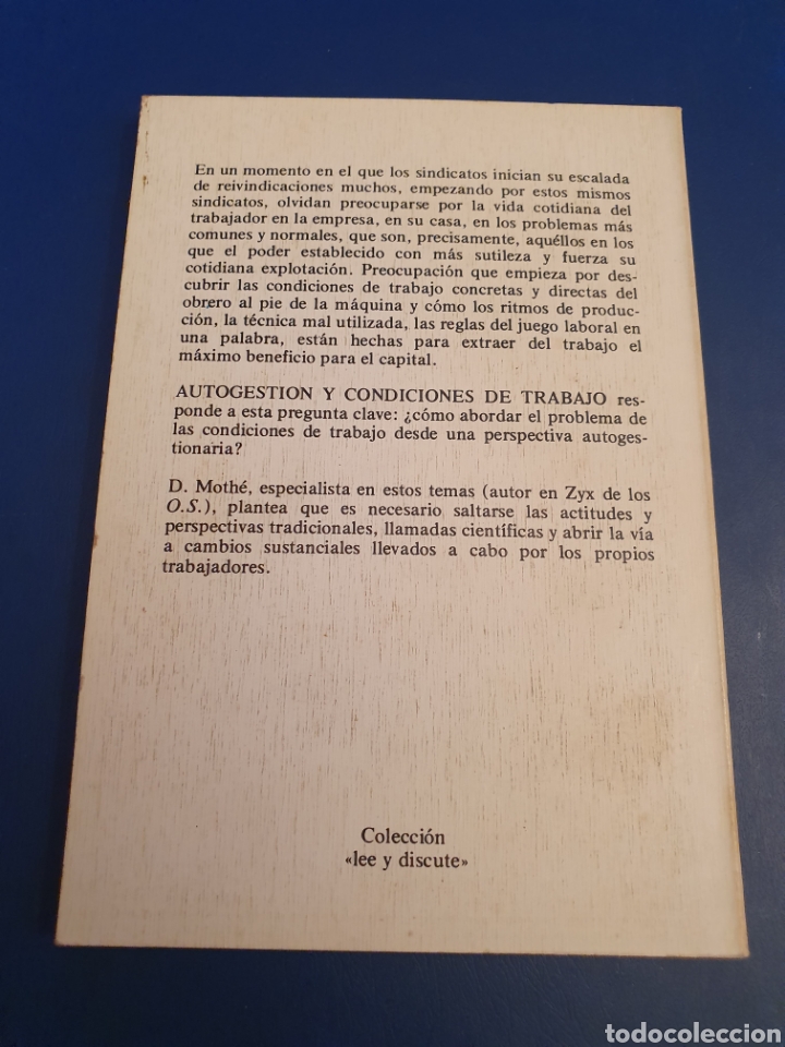 Libros de segunda mano: AUTOGESTI&Oacute;N Y CONDICIONES DE TRABAJO DANIEL MOTH&Eacute; ZERO - Foto 2