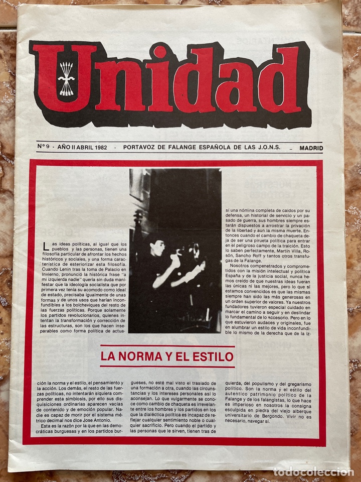 Gebrauchte B&uuml;cher: Revista Unidad n&uacute;mero 9 a&ntilde;o II (1982) Falange