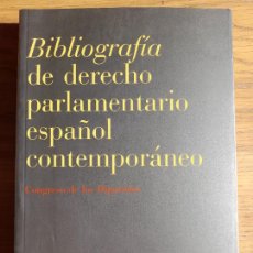 Libros de segunda mano: CONGRESOS DE LOS DIPUTADOS, BIBLIOGRAFÍA DE DERECHO PARLAMENTARIO ESPAÑOL, ED. CORTES, 1996. Lote 328908348