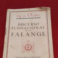 Libros de segunda mano: DISCURSO FUNDACIONAL DE LA FALANGE, FRENTE DE JUVENTUDES 1942. Lote 329422898