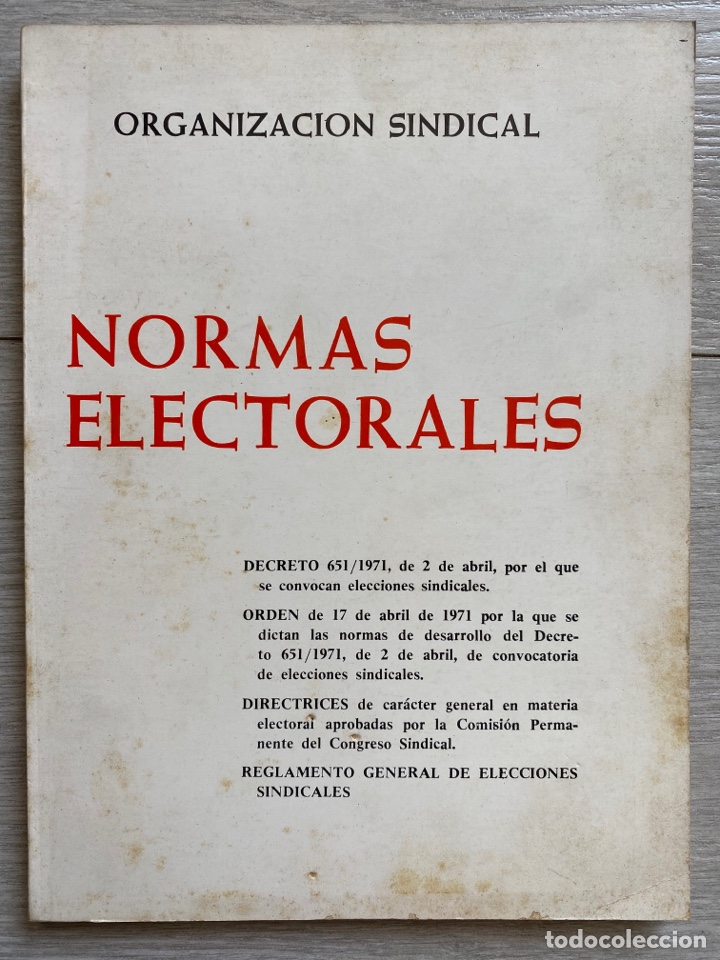 Libri di seconda mano: NORMAS ELECTORALES ORGANIZACI&Oacute;N SINDICAL 1971