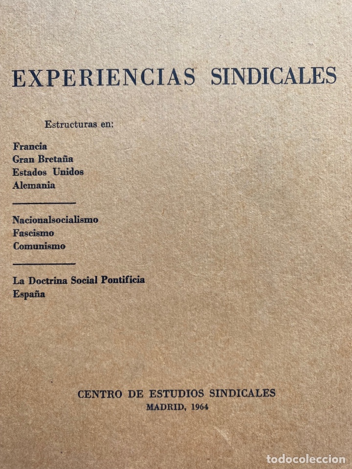 Libri di seconda mano: EXPERIENCIAS SINDICALES / Guerra Ballespin. 1964