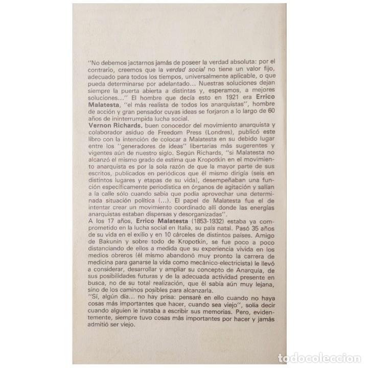 Libros de segunda mano: MALATESTA, VIDA E IDEAS. Richards, Vernon - Foto 2