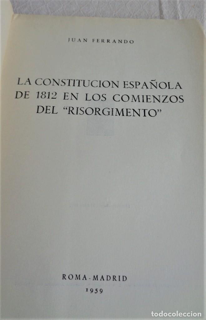 Libros de segunda mano: La constituci&oacute;n Espa&ntilde;ola de 1812 en los comienzos de &ldquo;Risorgimento&rdquo; - Foto 2
