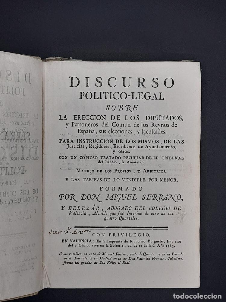 Libros de segunda mano: Discurso Pol&iacute;tico-Legal sobre la erecci&oacute;n de los diputados
