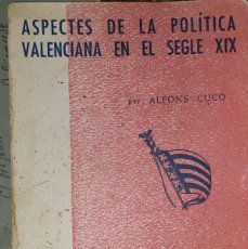 Libros de segunda mano: LIBROS DE VALENCIA. ASPECTES DE LA POLITICA VALENCIANA EN ELSEGLE XIX- DE ALFONS CUCO 1965. Lote 27108303