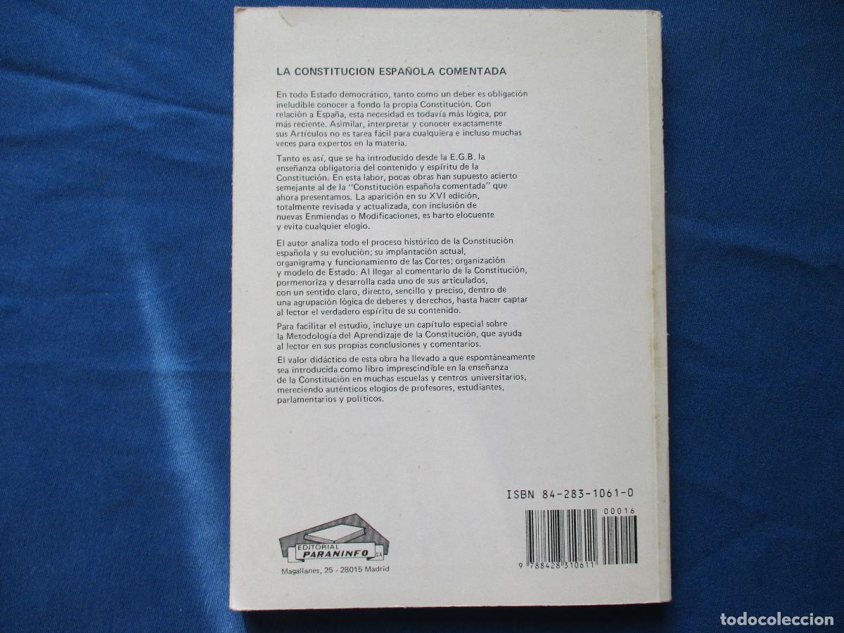 Libros de segunda mano: CONSTITUCI&Oacute;N ESPA&Ntilde;OLA COMENTADA / E. S&Aacute;NCHEZ GOYANES 1989 - Foto 4
