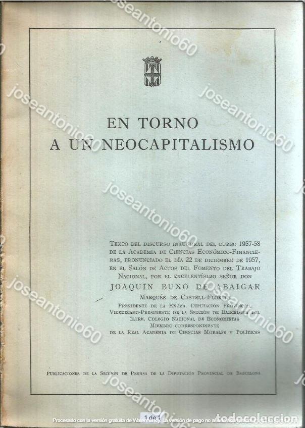 Libri di seconda mano: En torno a un neocapitalismo. Contiene carta mecanografiada del autor al director del peri&oacute;dico AFAN