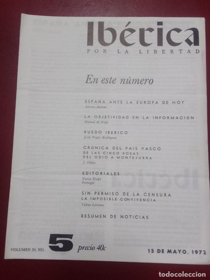 Livres d'occasion: VV.AA. (Victoria Kent, dir.): Revista Ib&eacute;rica por la libertad. Volumen 20. N&ordm; 5 (15 de mayo, 1972)