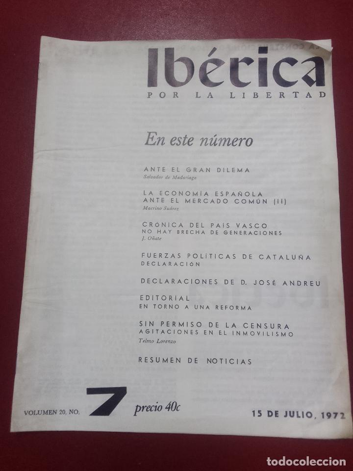 Gebrauchte B&uuml;cher: VV.AA. (Victoria Kent, dir.): Revista Ib&eacute;rica por la libertad. Volumen 20. N&ordm; 7 (15 de julio, 1972)