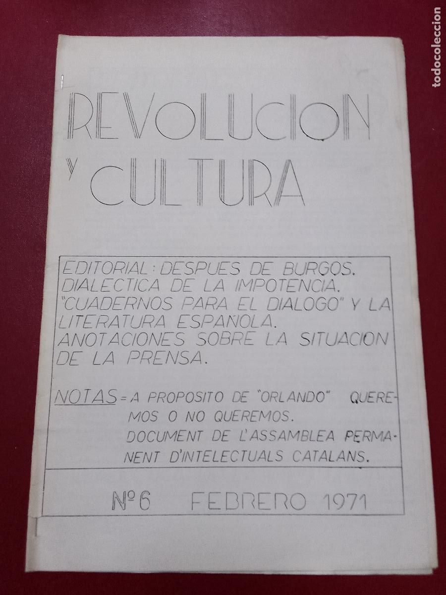 Second hand books: VV.AA.: Revoluci&oacute;n y Cultura. N&ordm; 6. Febrero 1971