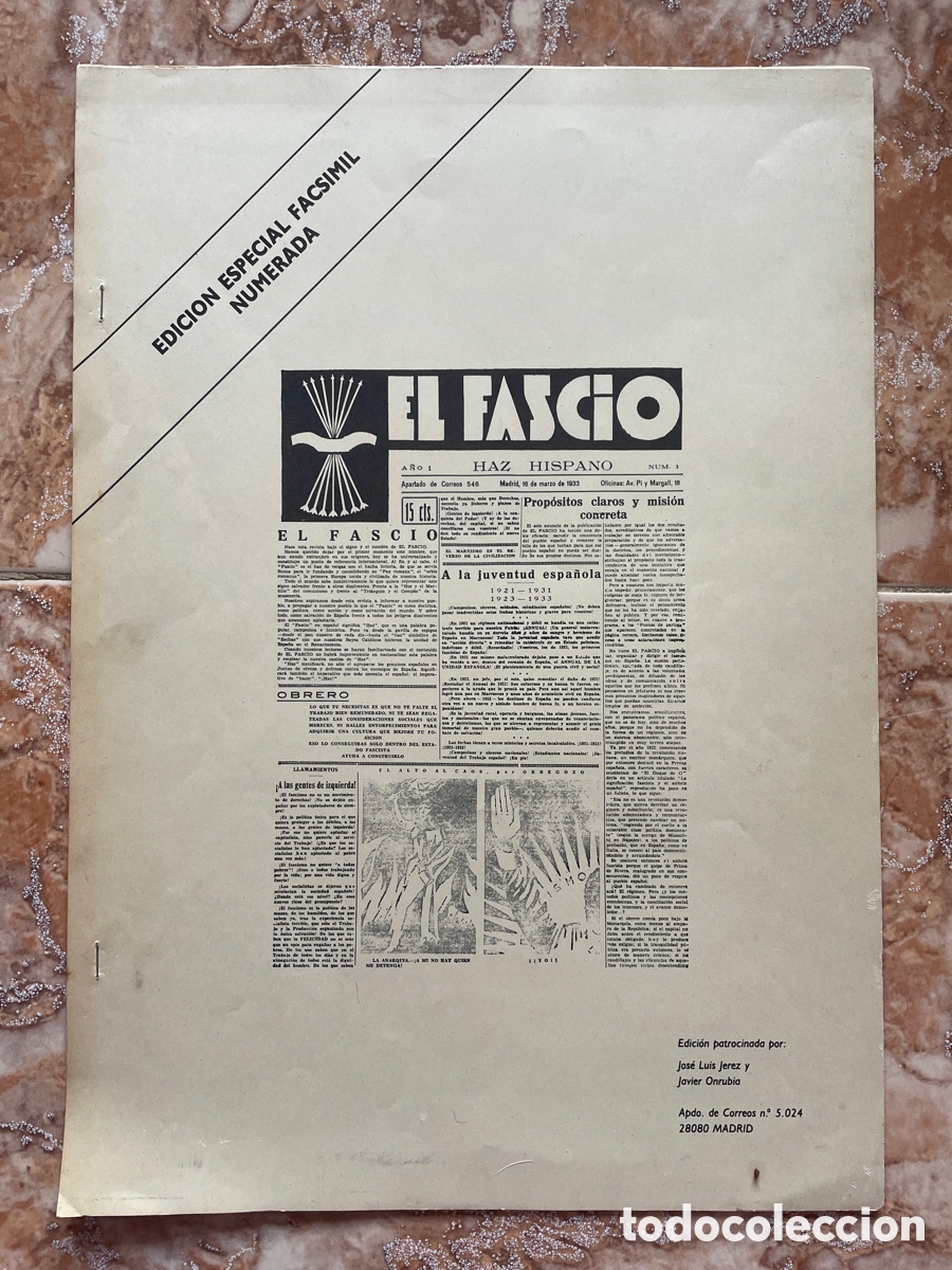Libros de segunda mano: El Fascio n&uacute;mero 1. Edici&oacute;n especial facs&iacute;mil numerada.
