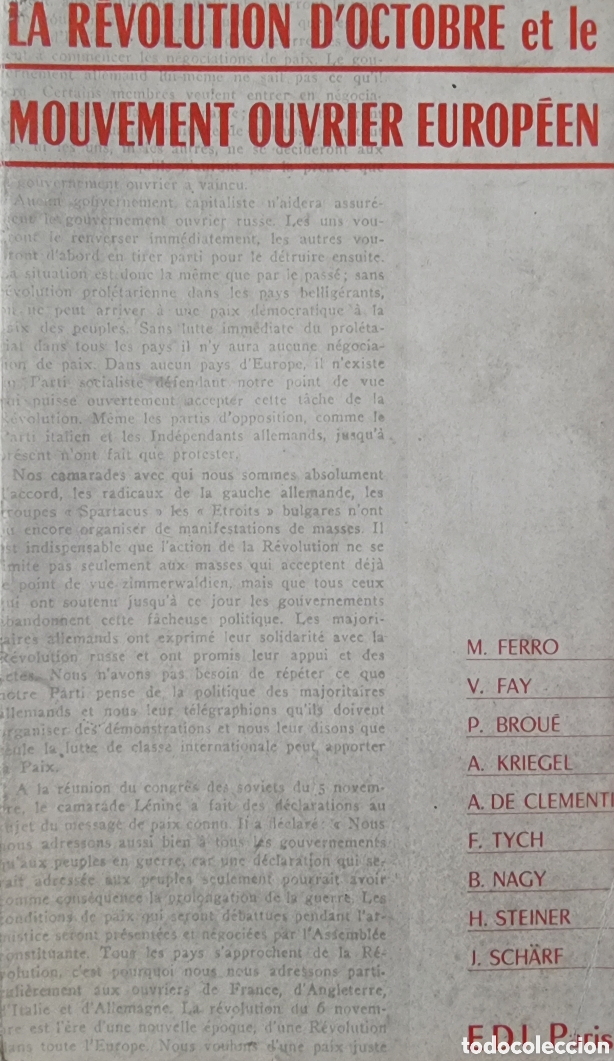 Libros de segunda mano: LA RĒVOLUTION D'OCTOBRE ET LE MOUVEMENT OUVRIER EUROPĒEN EDI PARIS 1967