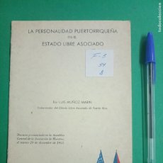 Libri di seconda mano: ANTIGUO LIBRO LA PERSONALIDAD PUERTORRIQUEÑA EN EL ESTADO LIBRE ASOCIADO. 1953. PUERTO RICO
