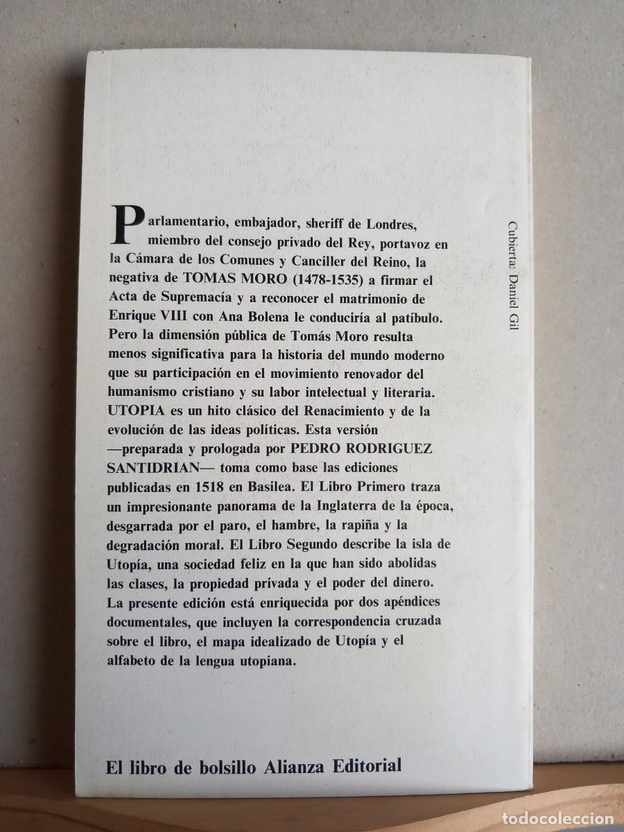 Libros de segunda mano: TOMAS MORO. Utopia. Alianza Editorial - Foto 2
