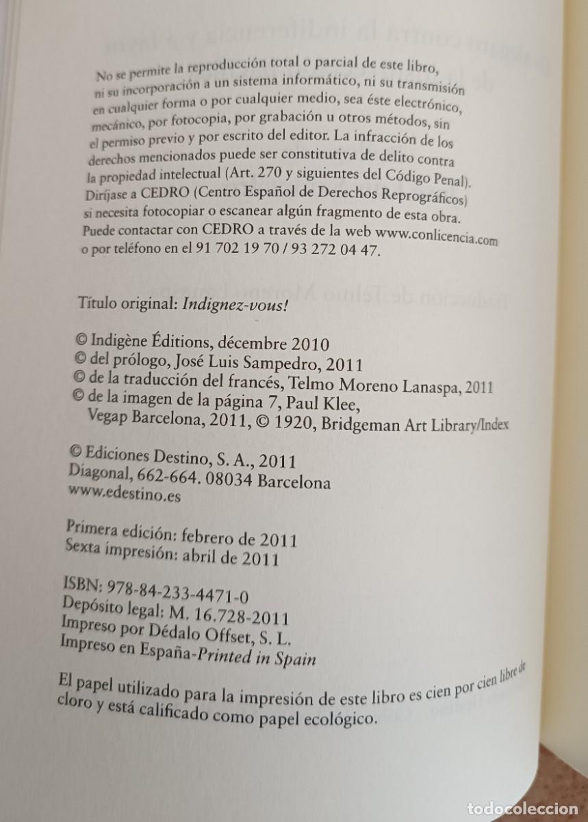 Libros de segunda mano: INDIGNADOS / STEPHANE HESSEL (como nuevo) - Foto 3