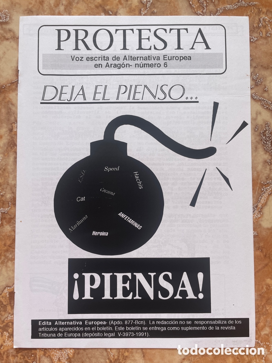 Libri di seconda mano: &ldquo;Protesta&rdquo; numero 6. Voz escrita de Alternativa Europea de Arag&oacute;n.