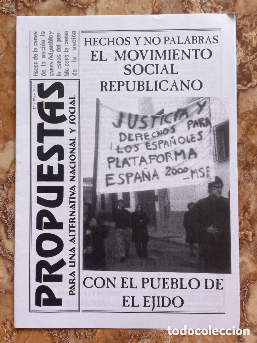 Second hand books: Propuestas n&uacute;mero 1 (2000). Publicaci&oacute;n del Movimiento Social Republicano.