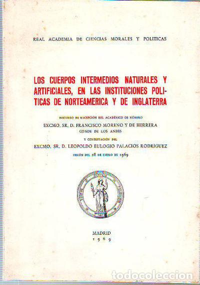 Libros de segunda mano: LOS CUERPOS INTERMEDIOS NATURALES Y ARTIFICIALES, EN LAS INSTITUCIONES POLITICAS DE NORTEAMERICA Y D