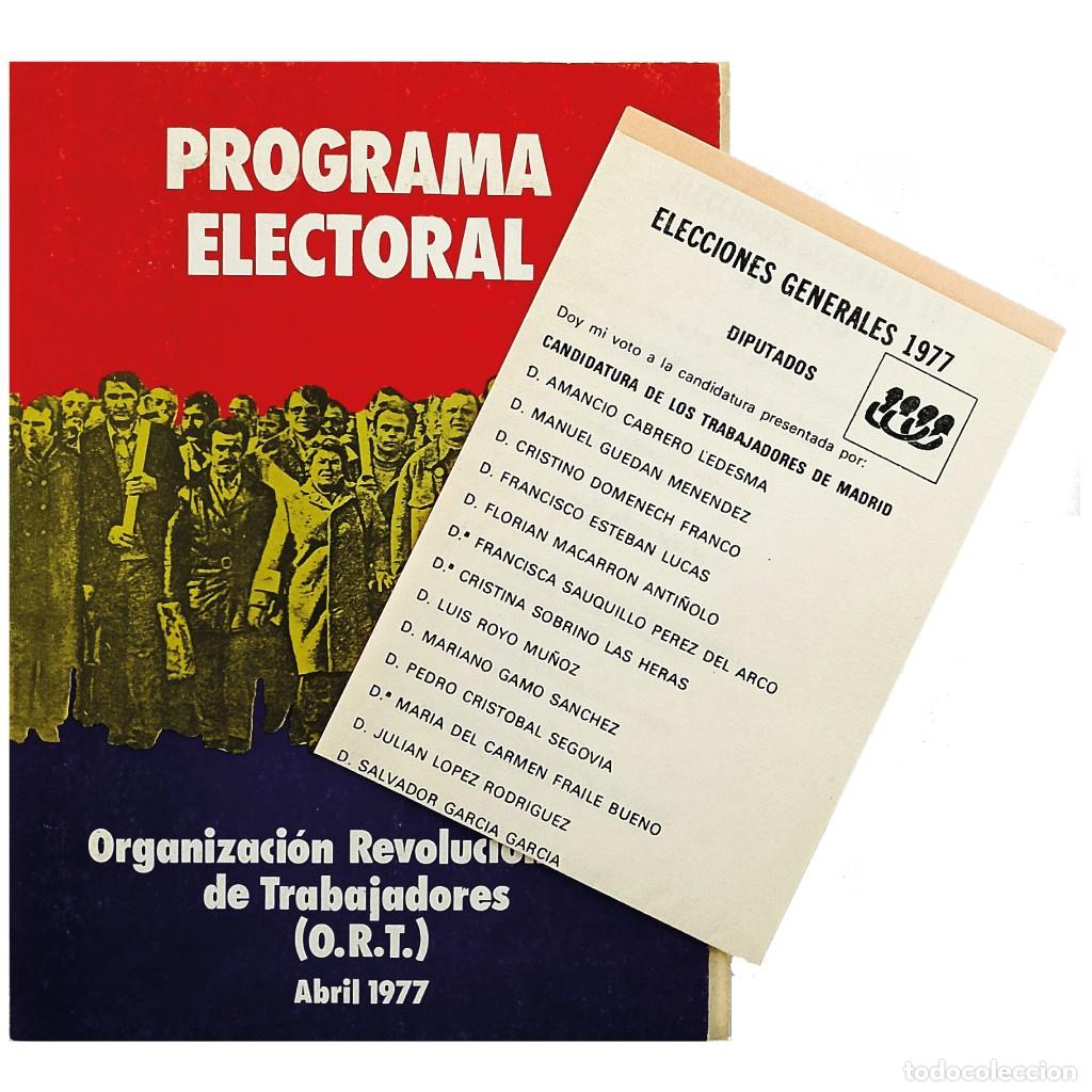 Gebrauchte B&uuml;cher: PROGRAMA ELECTORAL. Organizaci&oacute;n Revolucionaria de Trabajadores (O.R.T). Abril 1977