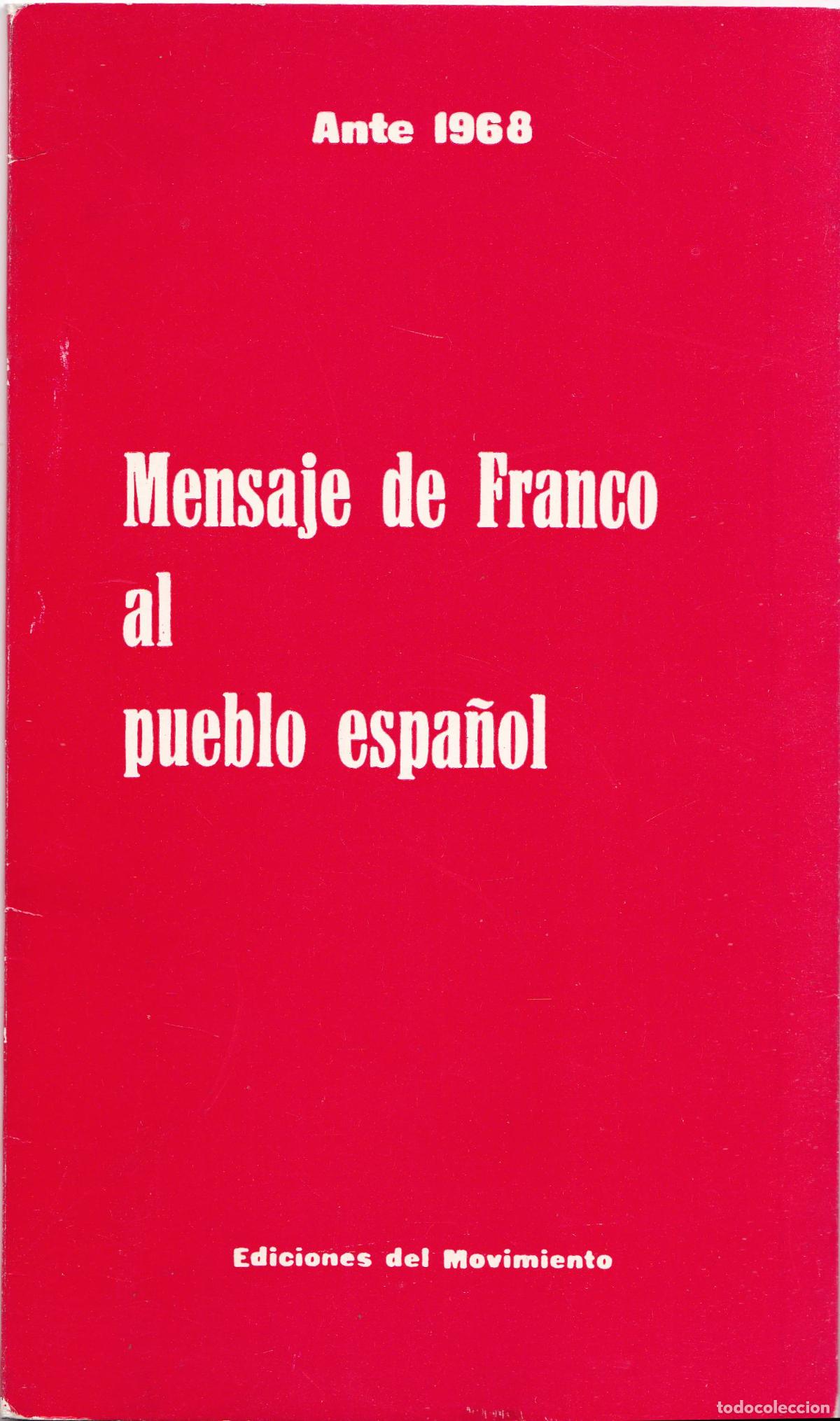 Second hand books: ANTE 1968 &ndash; MENSAJE DE FRANCO AL PUEBLO ESPA&Ntilde;OL