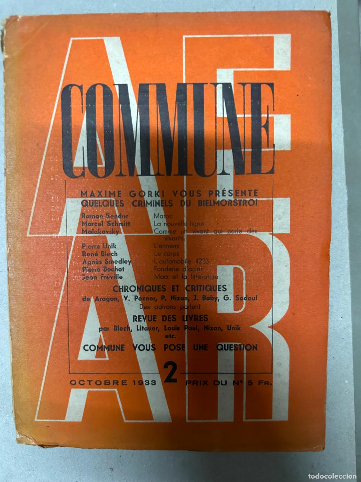 Libri di seconda mano: COMMUNE. Revue de l'Association des &Eacute;crivains et des Artistes R&eacute;volutionnaires. 2 Octobre 1933