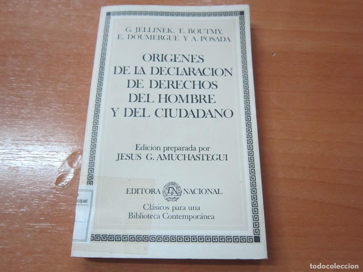 Libri di seconda mano: Or&iacute;genes de la declaraci&oacute;n de derechos del hombre y del ciudadano, de G.Jellinek