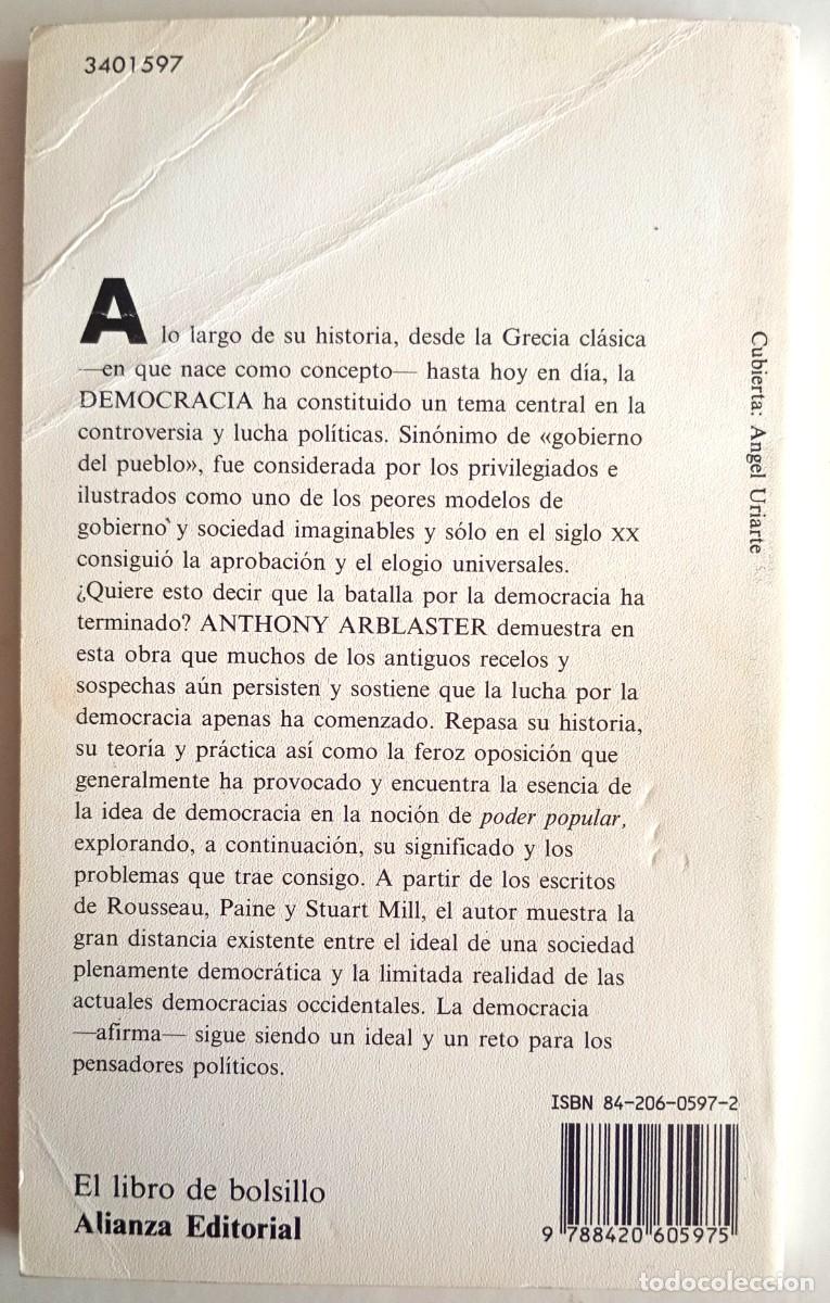 Libros de segunda mano: Anthony Arblaster . Democracia - Foto 2